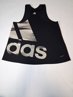 adidas Black Tank with Cream Logo Panel